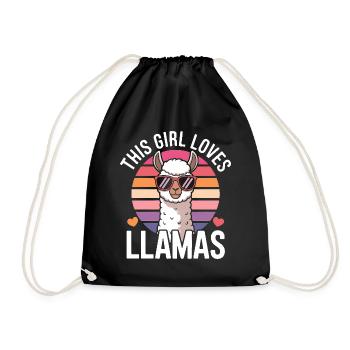 Lama Spruch Alpaka Mädchen Lustiges Lama Geschenk - Turnbeutel - Schwarz - Vorne
