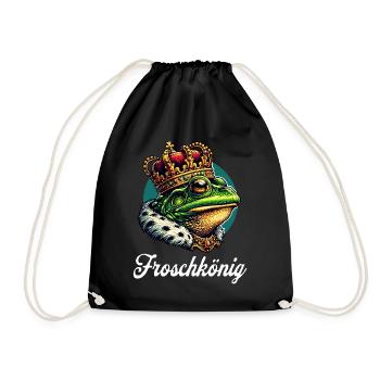Froschkönig Krone Partner Fasching Karneval - Turnbeutel - Schwarz - Vorne