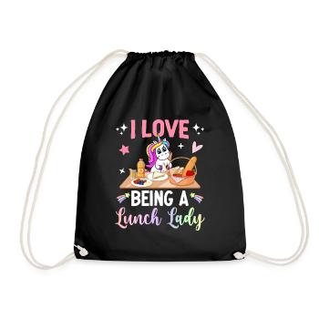 I Love Being A Lunch Lady Cafeteria Crew Design - Drawstring Bag - black - Front