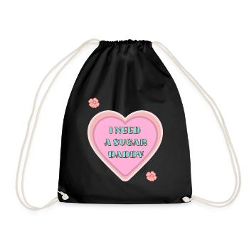 Naughty Heart Sugar Daddy With Statement - Drawstring Bag - black - Front