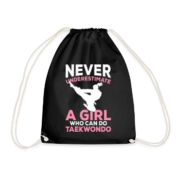 A girl who can do taekwondo girl - Drawstring Bag - black - Front