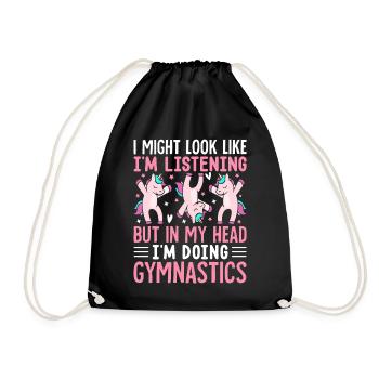 In My Head I'm Doing Gymnastics Gymnast Girl - Drawstring Bag - black - Front