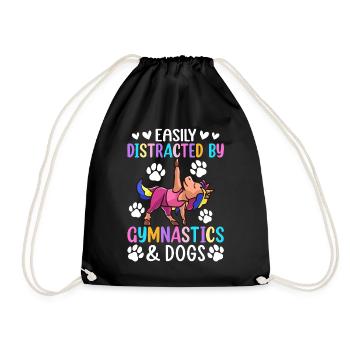 Distracted By Gymnastics & Dogs Gymnast Girl - Drawstring Bag - black - Front