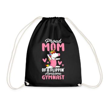 Mom Of A Flippin' Awesome Gymnast Gymnastics Mom - Drawstring Bag - black - Front