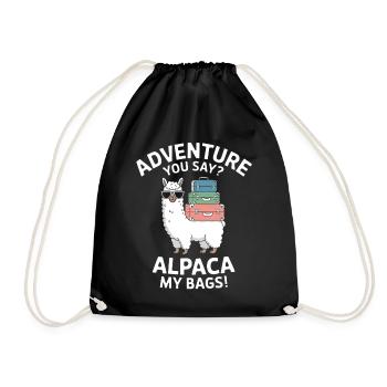 Alpaka Spruch Reisen Lama Lustiges Alpaka Geschenk - Turnbeutel - Schwarz - Vorne