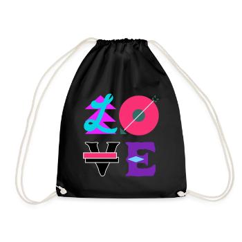 Beautiful Love Colorful Font Typography Arrow - Drawstring Bag - black - Front