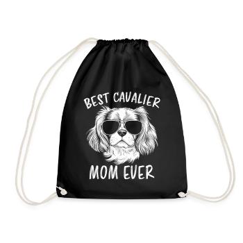 Cavalier King Charles Spaniel Saying Mom Gift - Drawstring Bag - black - Front