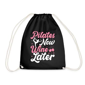 Pilates Now Vin Plus tard Boire du vin Buveur Yoga - Sac de sport léger - noir - Devant