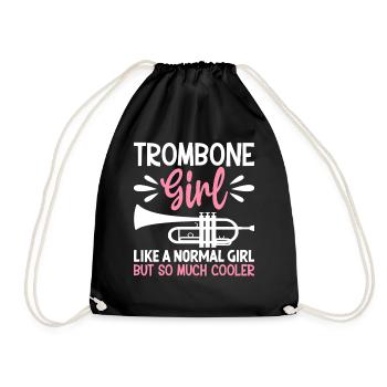 Trombone Girl Much Cool Trombonist Jazz Music - Drawstring Bag - black - Front