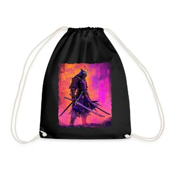 Samurai Warrior Honor and Strength Anime - Drawstring Bag - black - Front