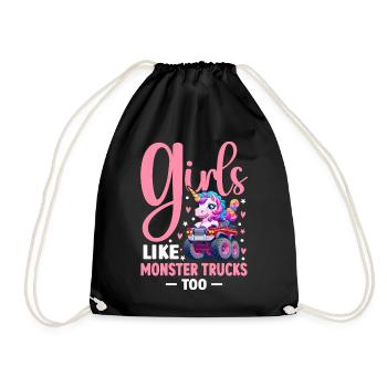 Girls Like Monster Trucks Too Monster Truck Girl - Turnbeutel - Schwarz - Vorne