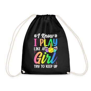 Softball Girl Weibliche Softballspielerin I Play - Turnbeutel - Schwarz - Vorne