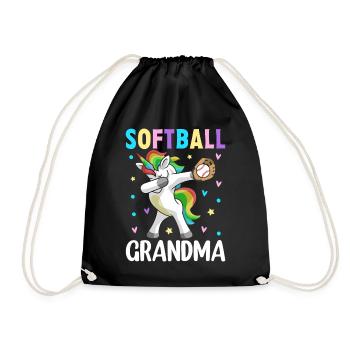 Softball Grandma Female Softball Player Graphic - Drawstring Bag - black - Front