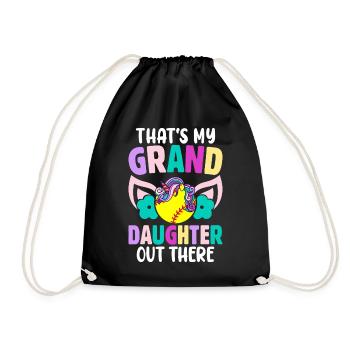 Softball Grandpa Grandma That's My Granddaughter - Drawstring Bag - black - Front