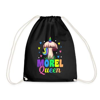 Morel Queen Funny Mycology Female - Drawstring Bag - black - Front