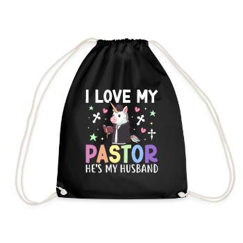 Ich liebe meinen Pastor Er ist mein Ehemann - Turnbeutel - Schwarz - Vorne