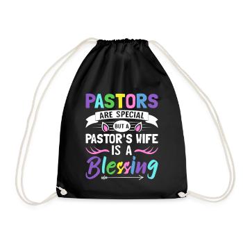 Die Frau eines Pastors ist ein Segen Kirchenführer - Turnbeutel - Schwarz - Vorne