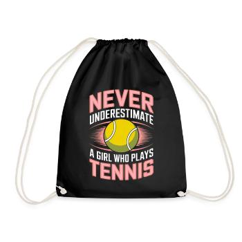 Tennis Saying Girl Funny Tennis Gift - Drawstring Bag - black - Front