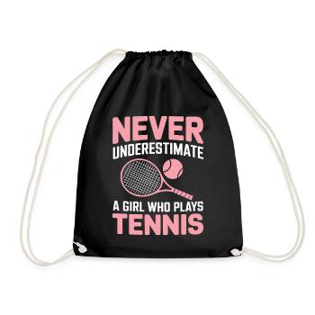 Tennis Saying Girl Funny Tennis Gift - Drawstring Bag - black - Front