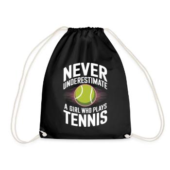 Tennis Saying Girl Funny Tennis Gift - Drawstring Bag - black - Front
