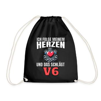 Lustiger Spruch Ich folge meinem Herzen V6 - Turnbeutel - Schwarz - Vorne