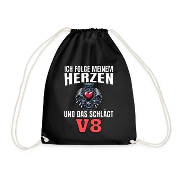 Lustiger Spruch Ich folge meinem Herzen V8 - Turnbeutel - Schwarz - Vorne