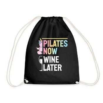 Pilates Now Wine Later Pilates Teacher - Drawstring Bag - black - Front