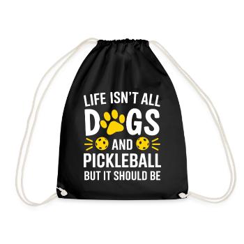 Pickleball Saying Dog Funny Pickleball Gift - Drawstring Bag - black - Front