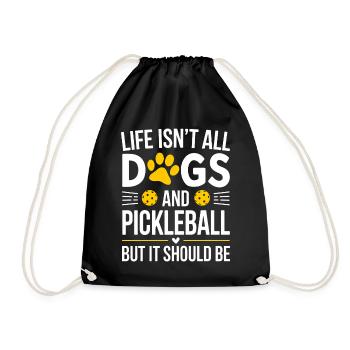 Pickleball Saying Dog Funny Pickleball Gift - Drawstring Bag - black - Front