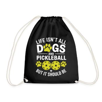 Pickleball Saying Dog Funny Pickleball Gift - Drawstring Bag - black - Front