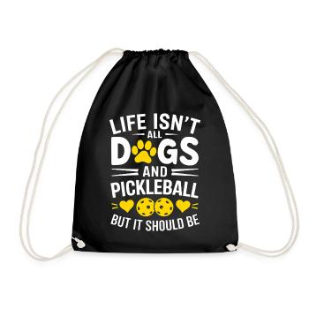 Pickleball Saying Dog Funny Pickleball Gift - Drawstring Bag - black - Front