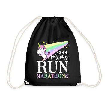 Cool Moms Run Marathons Female Runner Running - Drawstring Bag - black - Front
