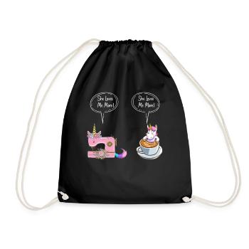 Nähmaschine Sew Lovers Coffee Lover She Loves Me - Turnbeutel - Schwarz - Vorne