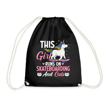 Skateboard et chats Skateuses - Sac de sport léger - noir - Devant