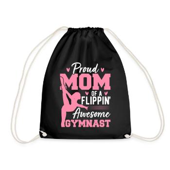 Proud Mom Of A Flippin' Awesome Gymnast Gymnastics - Turnbeutel - Schwarz - Vorne