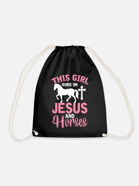 Christian Horse Girl This Girl Runs On Jesus And - Turnbeutel - Schwarz