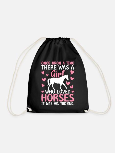 A Girl Loved Horses Horse Girl Horse Riding Girl - Turnbeutel - Schwarz