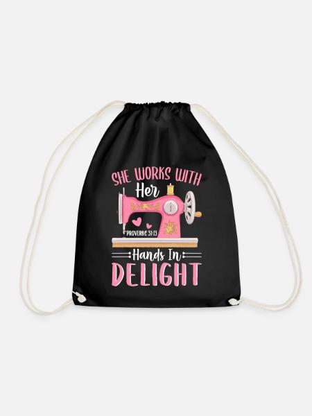 Nähmaschine Häkeln Quilten Hands In Delight Grafik - Turnbeutel - Schwarz