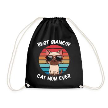 Siamkatze Spruch Siamkatze Mama Siamkatze Geschenk - Turnbeutel - Schwarz - Vorne
