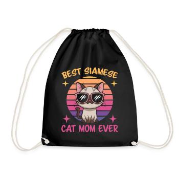 Siamkatze Spruch Siamkatze Mama Siamkatze Geschenk - Turnbeutel - Schwarz - Vorne