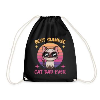 Siamkatze Spruch Siamkatze Papa Siamkatze Geschenk - Turnbeutel - Schwarz - Vorne
