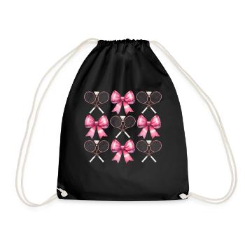 Coquette Bow Badminton Badminton Racket Pink - Drawstring Bag - black - Front