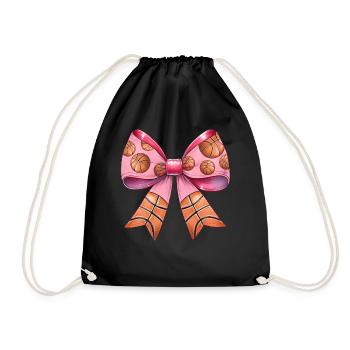 Coquette Bow Basketball Pattern Mothers Day Pink - Drawstring Bag - black - Front
