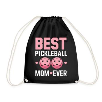 Pickleball Saying Mom Funny Pickleball Gift - Drawstring Bag - black - Front