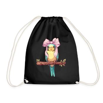 Coquette Cockatiel Budgie Parrot - Drawstring Bag - black - Front