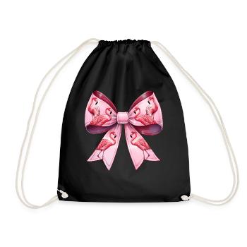 Coquette Schleife Flamingo Muttertag Muster Rosa - Turnbeutel - Schwarz - Vorne