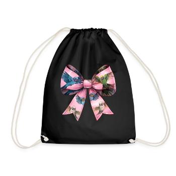 Coquette Bow Budgie Budgie Parrot Pattern - Drawstring Bag - black - Front