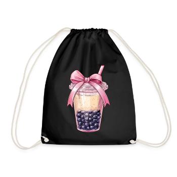 Coquette Bow Boba Tea Bubble Tea Mothers Day - Drawstring Bag - black - Front