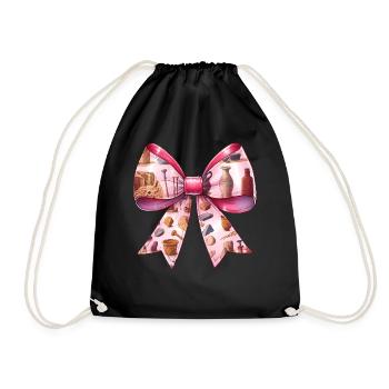 Coquette Bow Archaeologist Archaeology Pattern - Drawstring Bag - black - Front