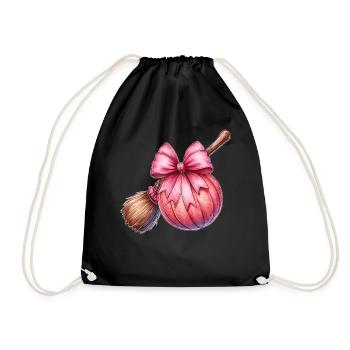 Coquette Bow Broomball Player Broomballer - Drawstring Bag - black - Front